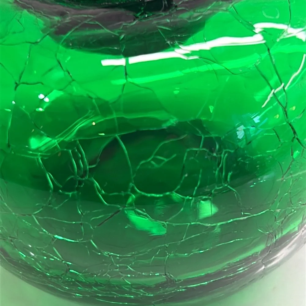 Vintage Green Crackled Glass Apple Sculpture - Picture 9 of 12